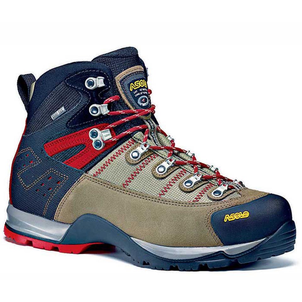 Are the Asolo Fugitives wool and black in color or wool and blue in color with red trim?